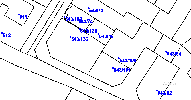 Parcela st. 543/49 v KÚ Petrovice u Karviné, Katastrální mapa