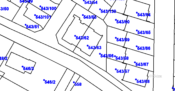 Parcela st. 543/63 v KÚ Petrovice u Karviné, Katastrální mapa