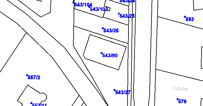 Parcela st. 543/90 v KÚ Petrovice u Karviné, Katastrální mapa