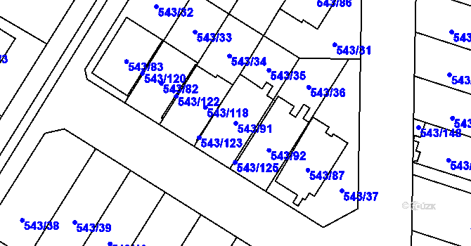 Parcela st. 543/91 v KÚ Petrovice u Karviné, Katastrální mapa
