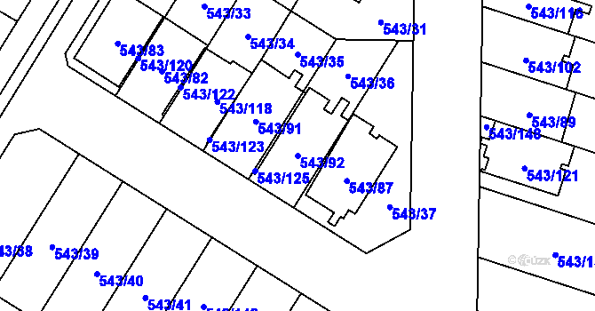 Parcela st. 543/92 v KÚ Petrovice u Karviné, Katastrální mapa
