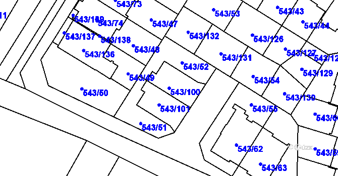 Parcela st. 543/100 v KÚ Petrovice u Karviné, Katastrální mapa