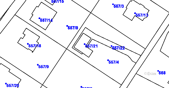 Parcela st. 557/21 v KÚ Petrovice u Karviné, Katastrální mapa