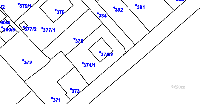 Parcela st. 374/2 v KÚ Petrovice u Karviné, Katastrální mapa