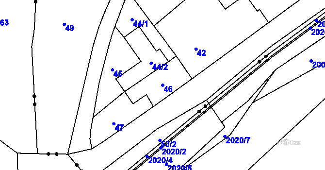 Parcela st. 46 v KÚ Prstná, Katastrální mapa
