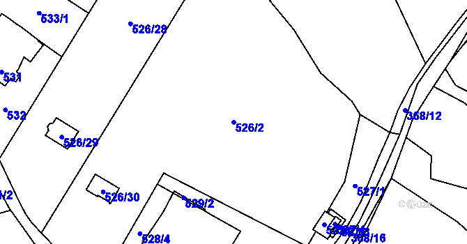 Parcela st. 526/2 v KÚ Prstná, Katastrální mapa