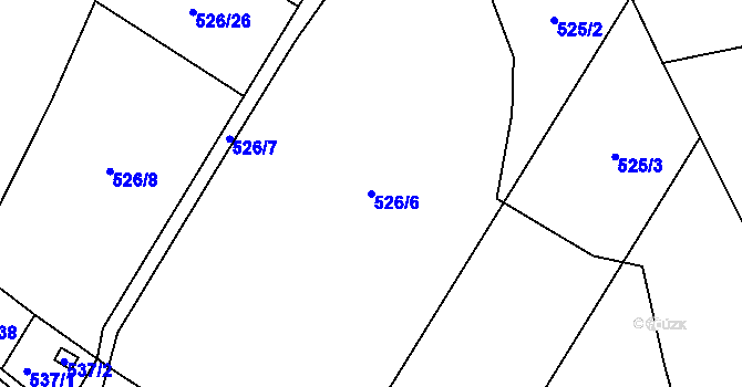 Parcela st. 526/6 v KÚ Prstná, Katastrální mapa