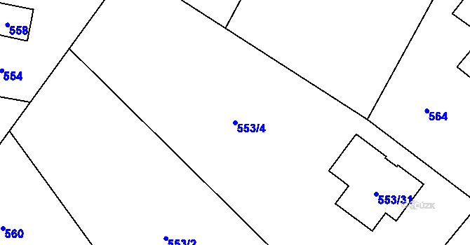Parcela st. 553/4 v KÚ Prstná, Katastrální mapa