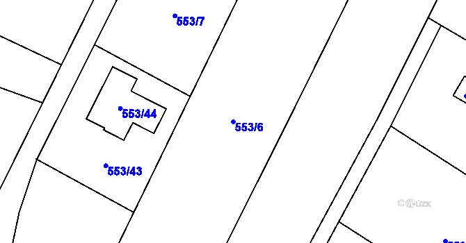 Parcela st. 553/6 v KÚ Prstná, Katastrální mapa