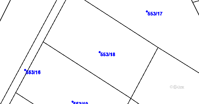 Parcela st. 553/18 v KÚ Prstná, Katastrální mapa
