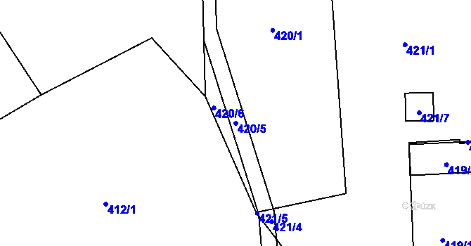 Parcela st. 420/5 v KÚ Prstná, Katastrální mapa