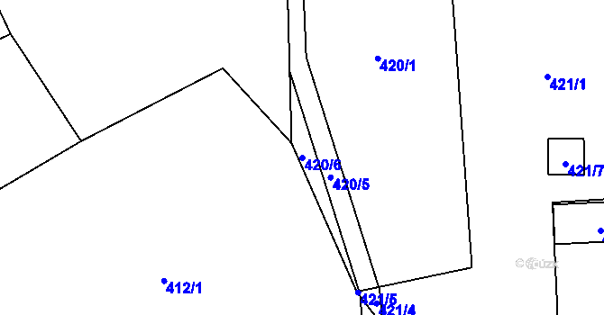 Parcela st. 420/6 v KÚ Prstná, Katastrální mapa