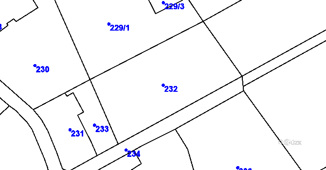 Parcela st. 232 v KÚ Závada nad Olší, Katastrální mapa