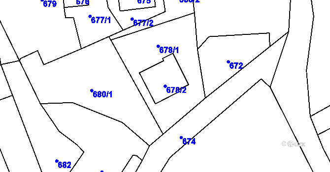 Parcela st. 678/2 v KÚ Závada nad Olší, Katastrální mapa