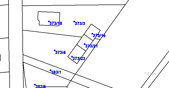 Parcela st. 373/21 v KÚ Závada nad Olší, Katastrální mapa