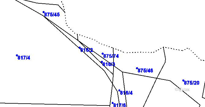 Parcela st. 875/74 v KÚ Závada nad Olší, Katastrální mapa