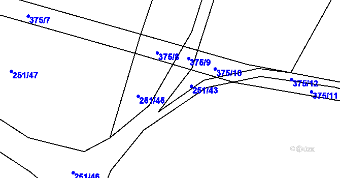Parcela st. 251/44 v KÚ Petrůvka u Městečka Trnávky, Katastrální mapa