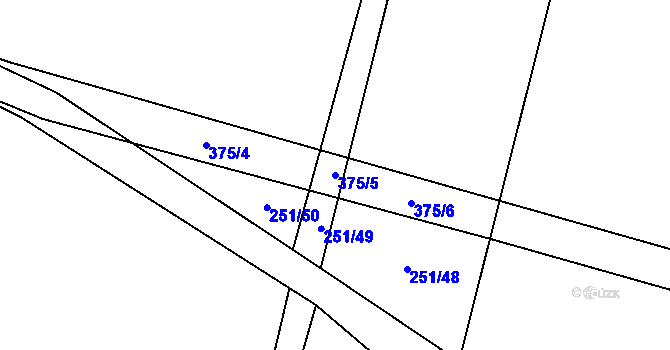 Parcela st. 375/5 v KÚ Petrůvka u Městečka Trnávky, Katastrální mapa