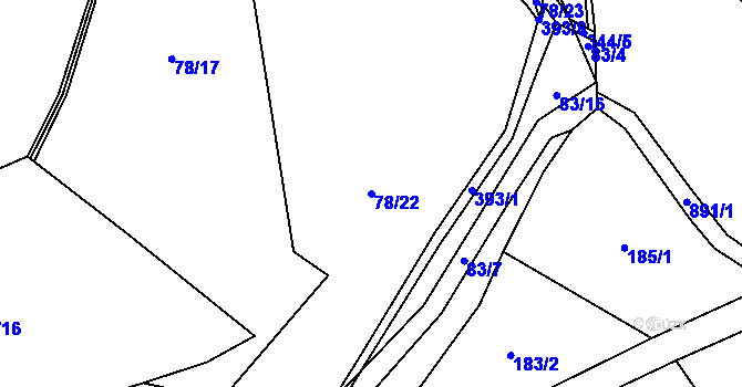 Parcela st. 78/22 v KÚ Petrůvka u Městečka Trnávky, Katastrální mapa