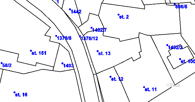 Parcela st. 13 v KÚ Petrůvka u Slavičína, Katastrální mapa