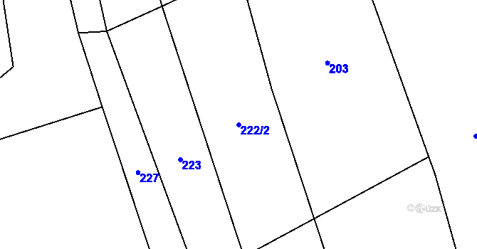 Parcela st. 222/2 v KÚ Petrůvka u Slavičína, Katastrální mapa