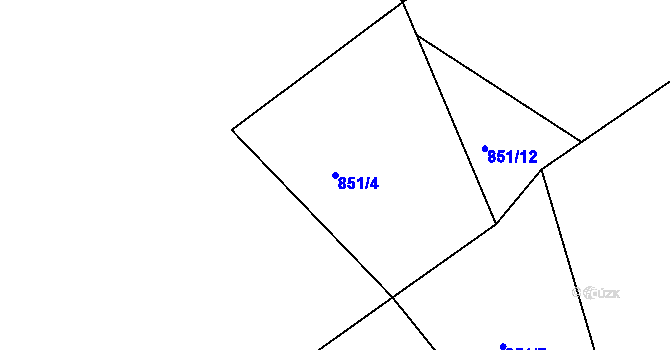 Parcela st. 851/4 v KÚ Petrůvky, Katastrální mapa