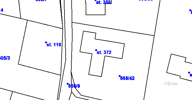Parcela st. 372 v KÚ Petříkov u Velkých Popovic, Katastrální mapa