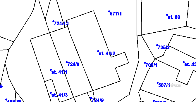 Parcela st. 41/2 v KÚ Petříkov u Velkých Popovic, Katastrální mapa