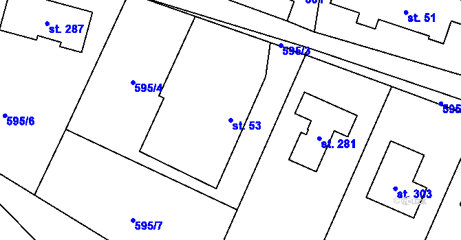 Parcela st. 53 v KÚ Petříkov u Velkých Popovic, Katastrální mapa