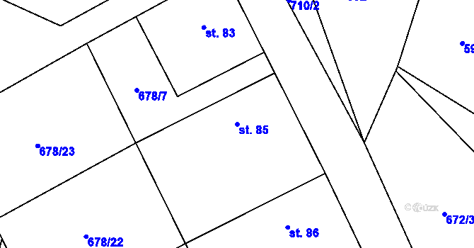 Parcela st. 85 v KÚ Petříkov u Velkých Popovic, Katastrální mapa