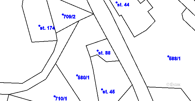 Parcela st. 88 v KÚ Petříkov u Velkých Popovic, Katastrální mapa