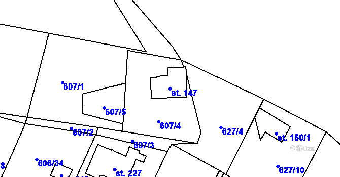 Parcela st. 147 v KÚ Petříkov u Velkých Popovic, Katastrální mapa
