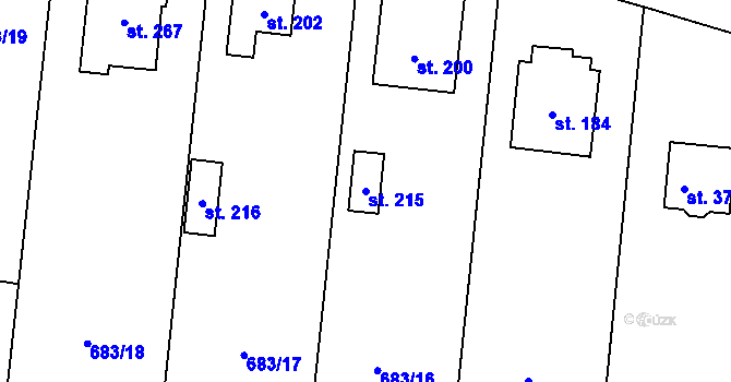 Parcela st. 215 v KÚ Petříkov u Velkých Popovic, Katastrální mapa