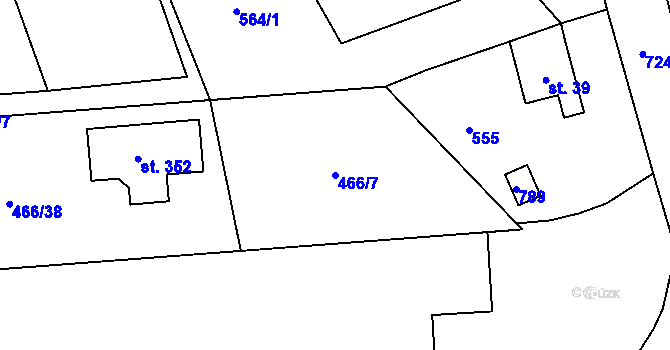 Parcela st. 466/7 v KÚ Petříkov u Velkých Popovic, Katastrální mapa