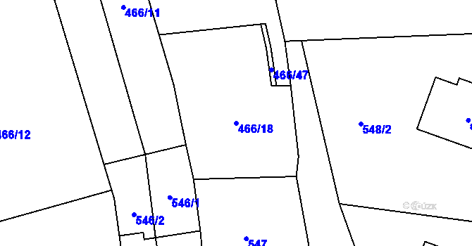 Parcela st. 466/18 v KÚ Petříkov u Velkých Popovic, Katastrální mapa