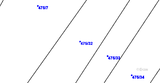 Parcela st. 475/32 v KÚ Petříkov u Velkých Popovic, Katastrální mapa