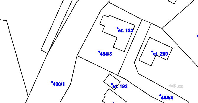 Parcela st. 484/3 v KÚ Petříkov u Velkých Popovic, Katastrální mapa