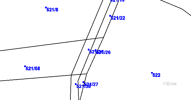 Parcela st. 521/26 v KÚ Petříkov u Velkých Popovic, Katastrální mapa