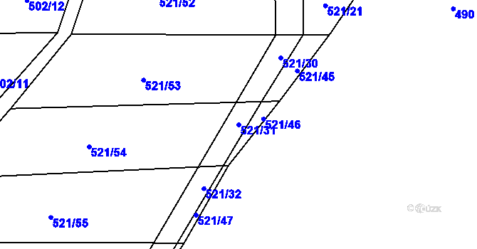 Parcela st. 521/31 v KÚ Petříkov u Velkých Popovic, Katastrální mapa