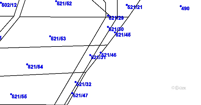Parcela st. 521/46 v KÚ Petříkov u Velkých Popovic, Katastrální mapa