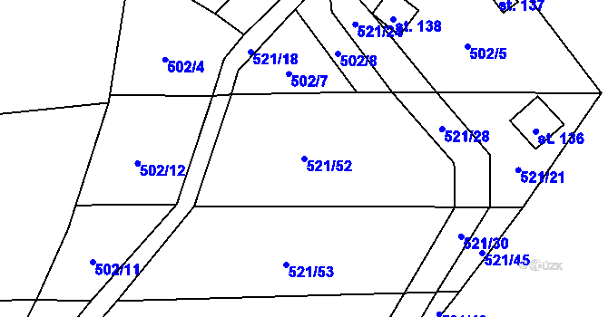Parcela st. 521/52 v KÚ Petříkov u Velkých Popovic, Katastrální mapa