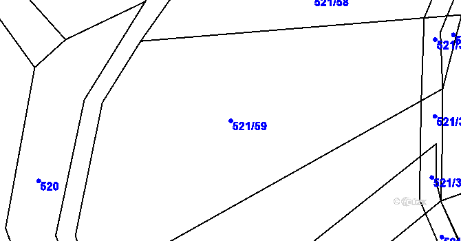 Parcela st. 521/59 v KÚ Petříkov u Velkých Popovic, Katastrální mapa