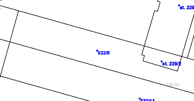 Parcela st. 532/9 v KÚ Petříkov u Velkých Popovic, Katastrální mapa