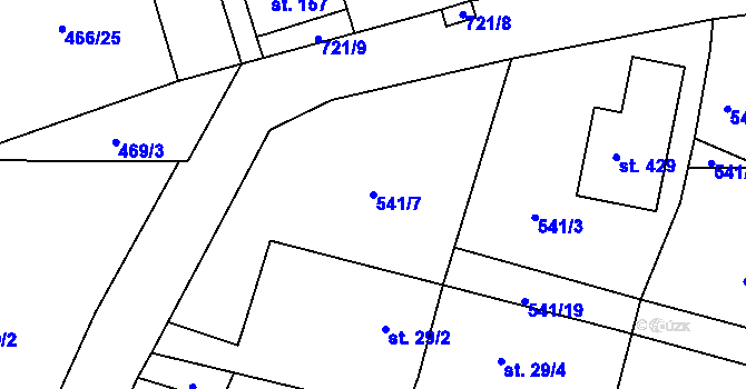 Parcela st. 541/7 v KÚ Petříkov u Velkých Popovic, Katastrální mapa