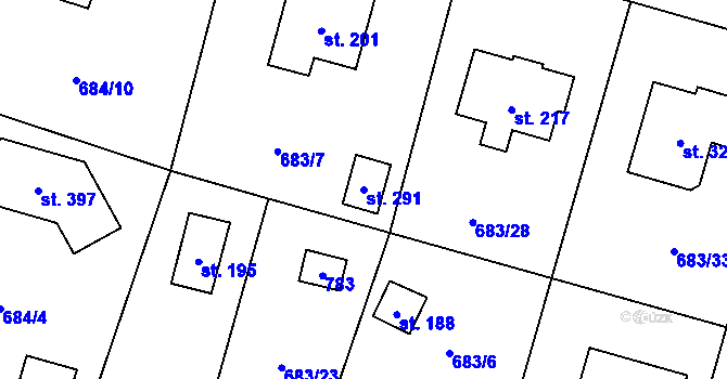 Parcela st. 291 v KÚ Petříkov u Velkých Popovic, Katastrální mapa