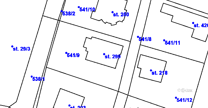 Parcela st. 299 v KÚ Petříkov u Velkých Popovic, Katastrální mapa