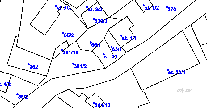 Parcela st. 31 v KÚ Radimovice u Velkých Popovic, Katastrální mapa