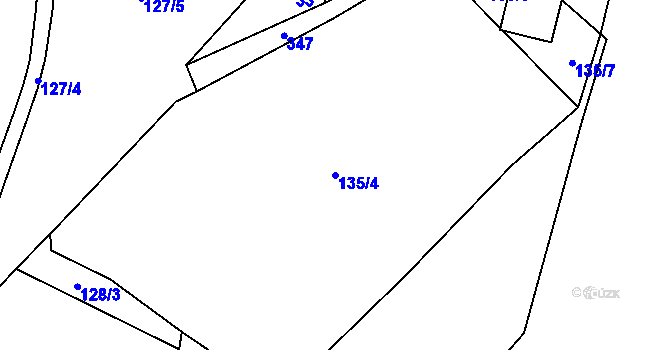 Parcela st. 135/4 v KÚ Radimovice u Velkých Popovic, Katastrální mapa