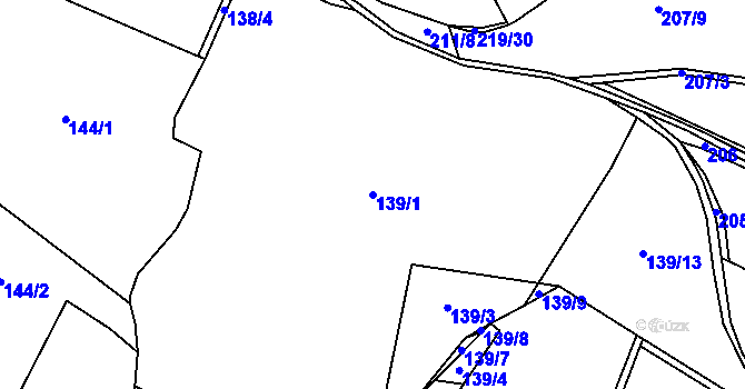 Parcela st. 139/1 v KÚ Radimovice u Velkých Popovic, Katastrální mapa