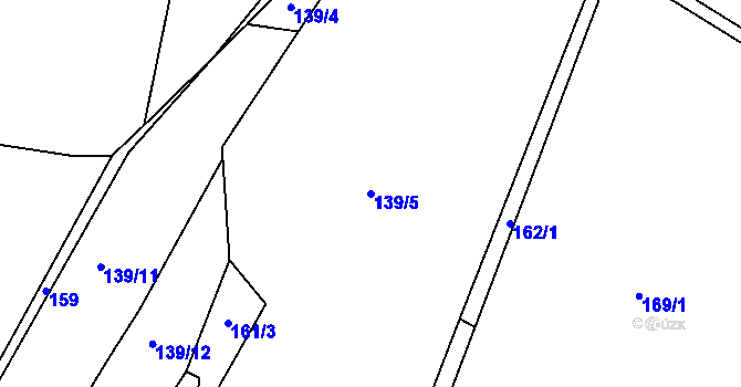 Parcela st. 139/5 v KÚ Radimovice u Velkých Popovic, Katastrální mapa